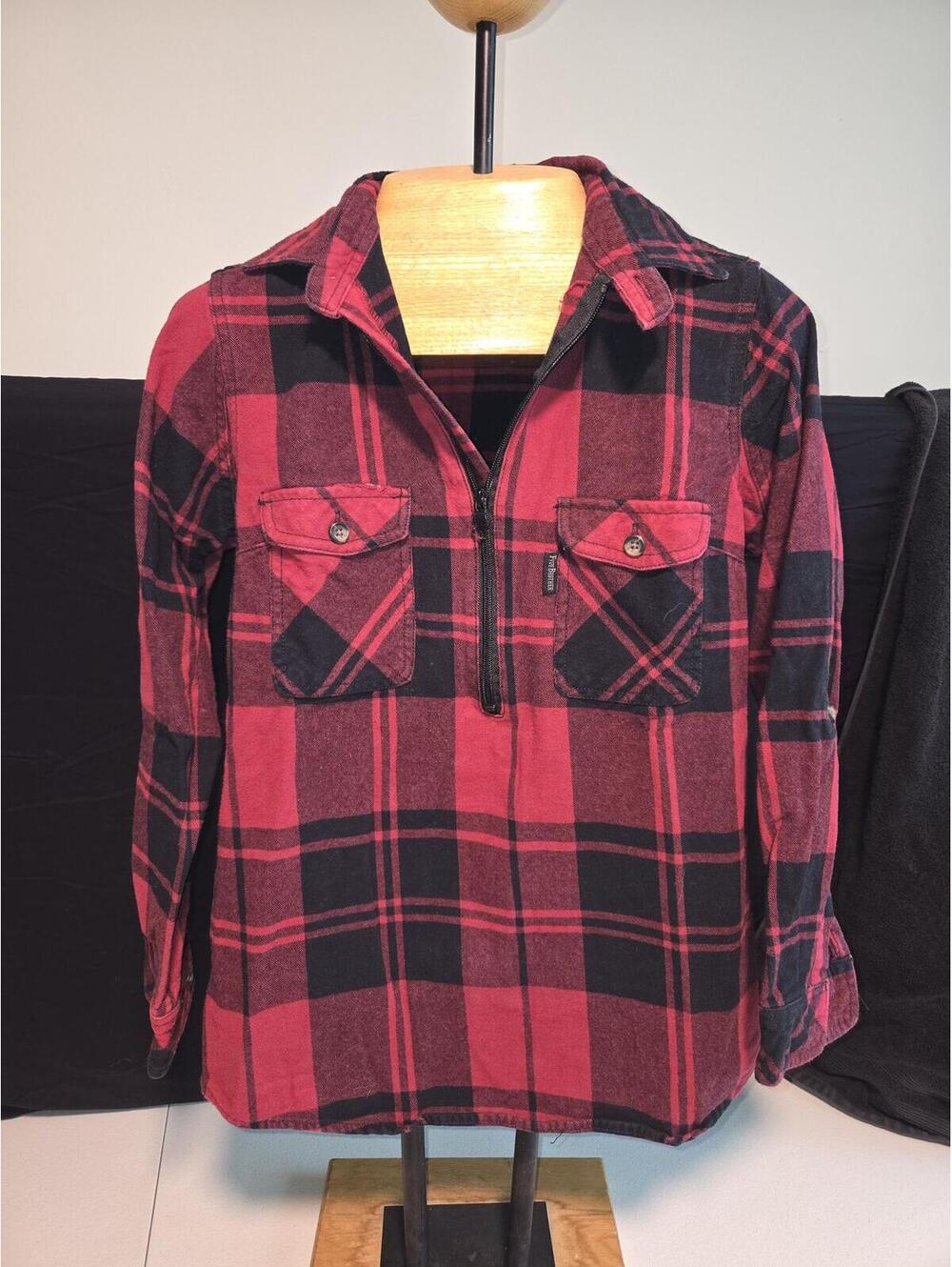 Five Brothers Red and Black Plaid Half-Zip Shirt Jacket